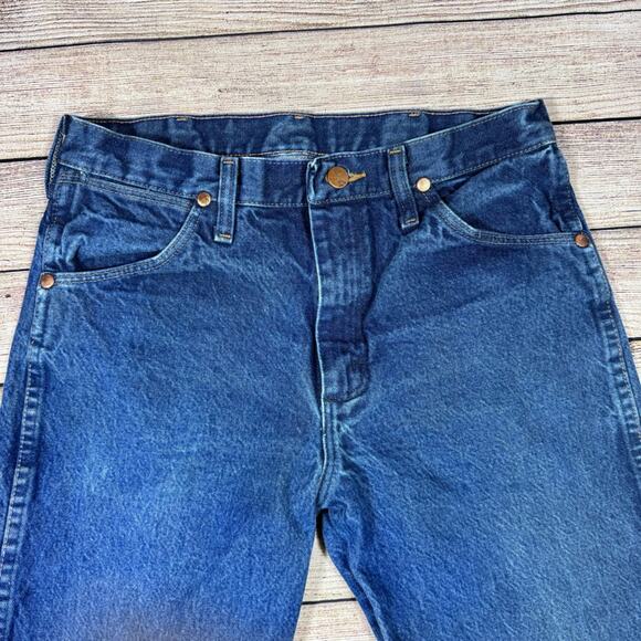 Wrangler Men's 30 Cowboy Cut Fit Denim Blue Jeans Hemmed to 28 1/2" - Picture 5 of 10